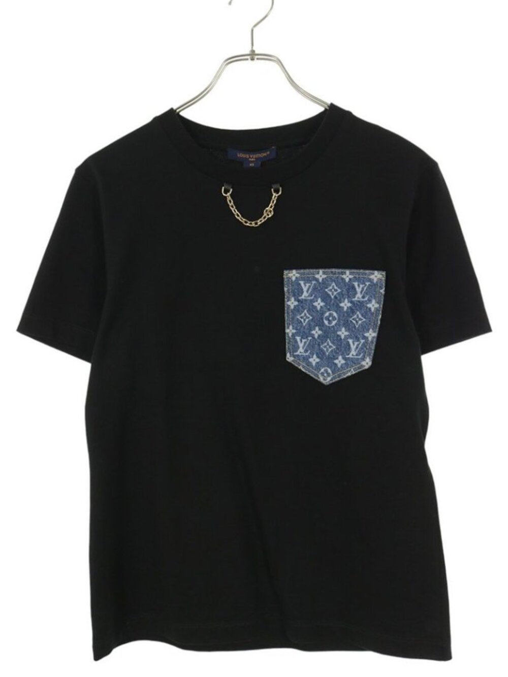 Louis Vuitton 25 AW Chain Decor Monogram Denim Pocket T-Shirt XS